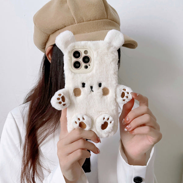 Fashion Simple Plush Bear Mobile Phone Protective Case