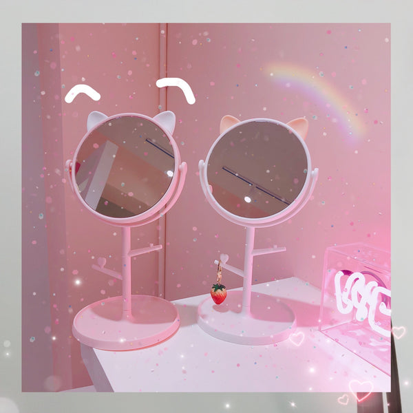 Mirror Folding Desktop Makeup Mirror Student Dormitory Desktop Storage Beauty Portable Beauty Makeup Vanity Mirror
