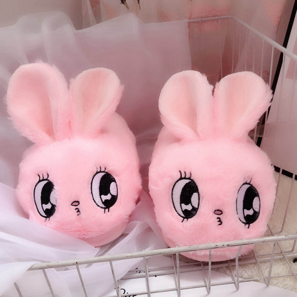 Cute Plush Big Eyes Rabbit Warm Cotton Shoes