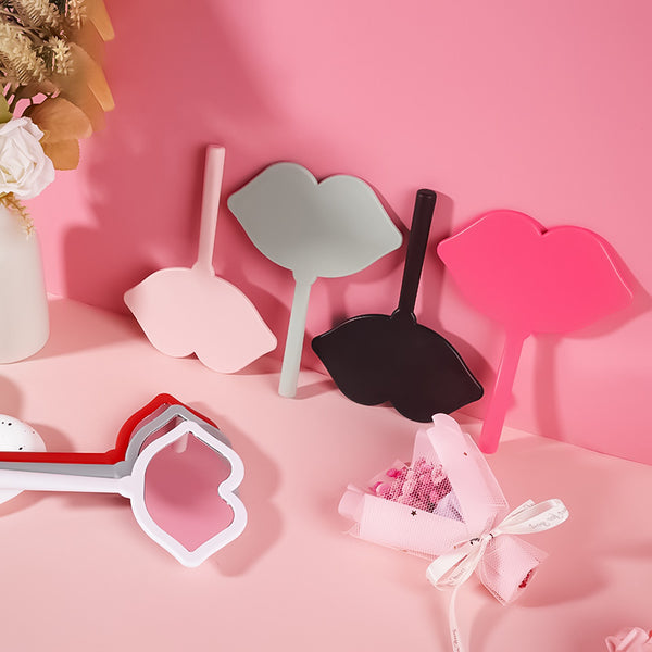 Lip Hand-held Makeup HD Portable Makeup DIY Mini Mirror